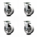 Service Caster 5 Inch V-Groove Semi Steel Cast Iron Wheel Swivel Caster Set with Roller Bearing SCC-20S520-VGR-4